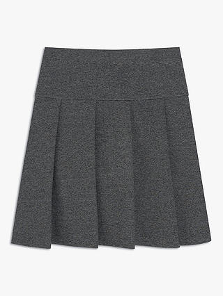 John Lewis Girls' Jersey Panel Pleated School Skirt, Grey Mid