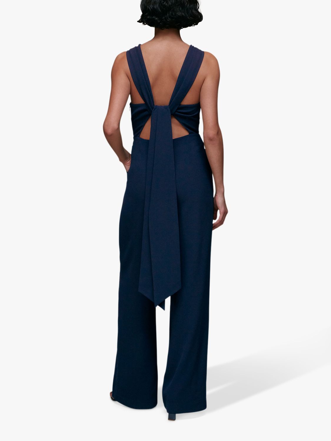 Whistles Tie Back Maxi Jumpsuit, Navy, 6