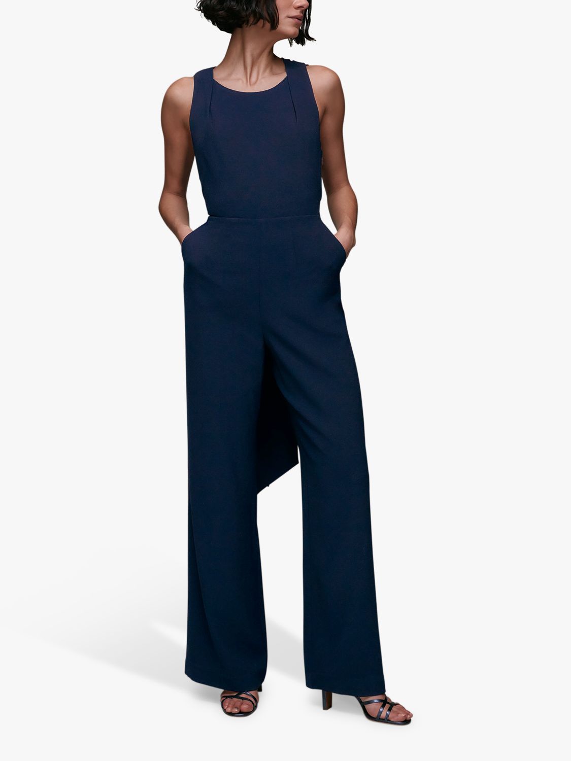 Whistles Tie Back Maxi Jumpsuit, Navy, 6