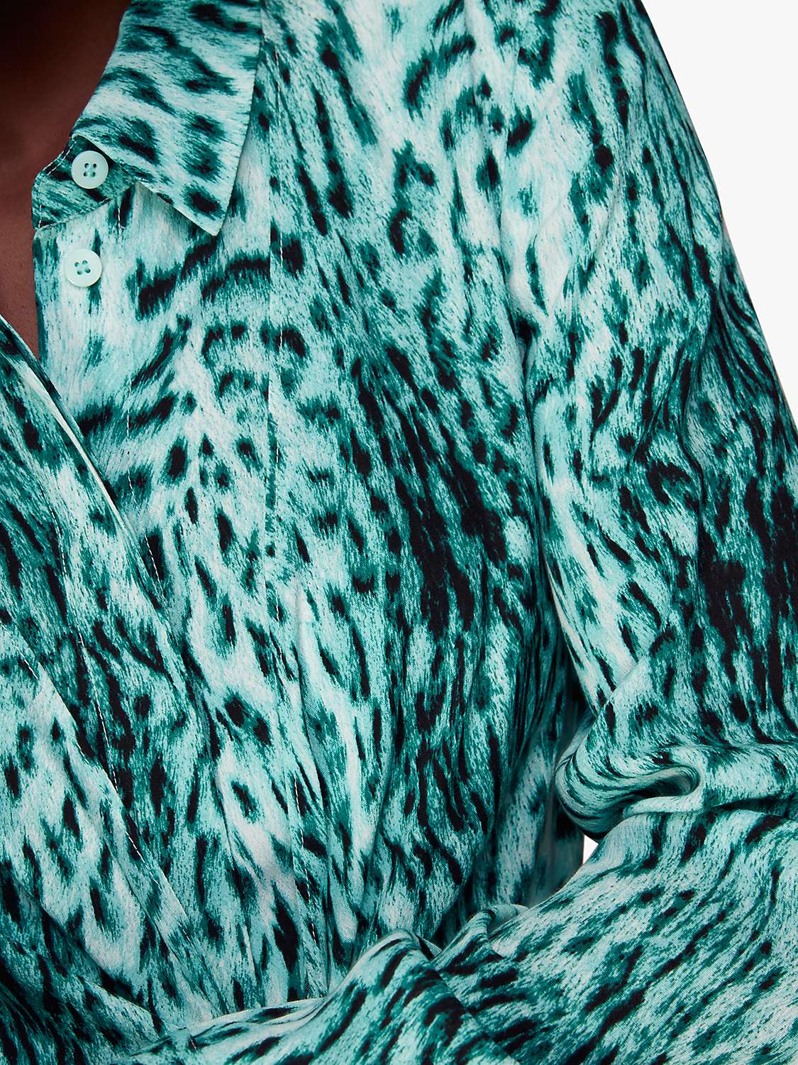 Buy Whistles Brushed Leopard Tie Midi Dress, Green/Multi Online at johnlewis.com