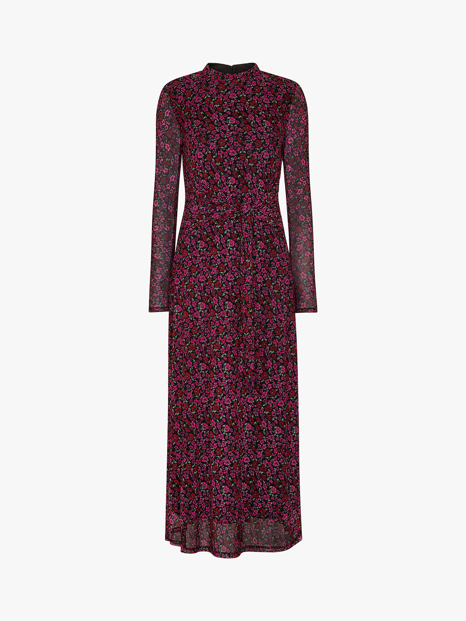 Buy Whistles Outlined Floral Tie Mesh Midi Dress, Pink/Multi Online at johnlewis.com