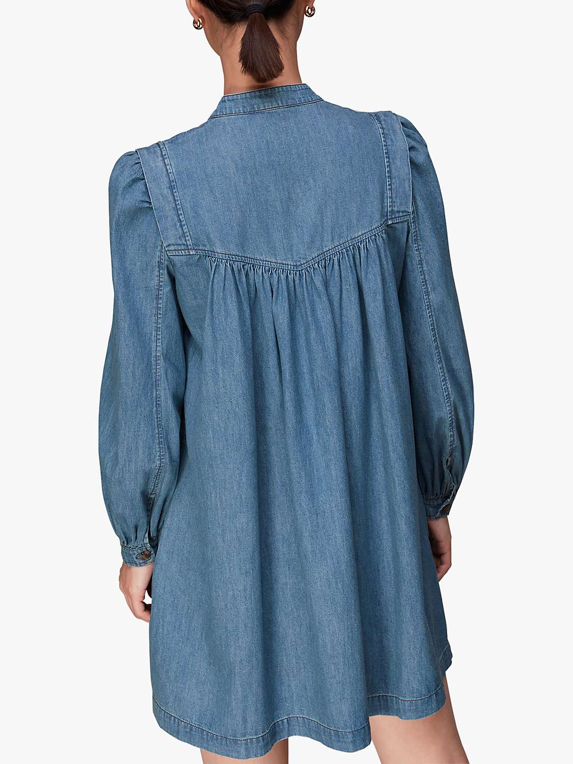 Buy Whistles Chambray Denim Mini Trapeze Dress, Blue Online at johnlewis.com