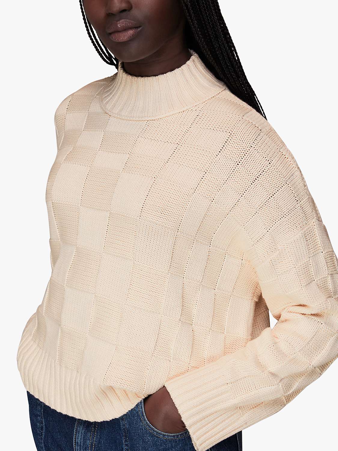 Buy Whistles Texture Check Knitted Cotton Jumper Online at johnlewis.com