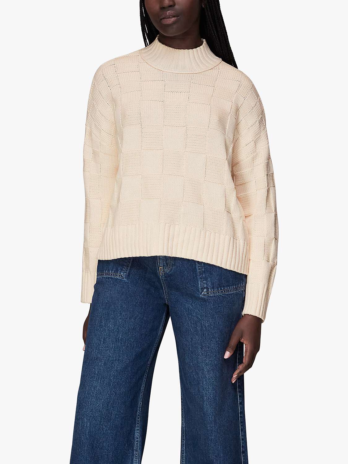 Buy Whistles Texture Check Knitted Cotton Jumper Online at johnlewis.com