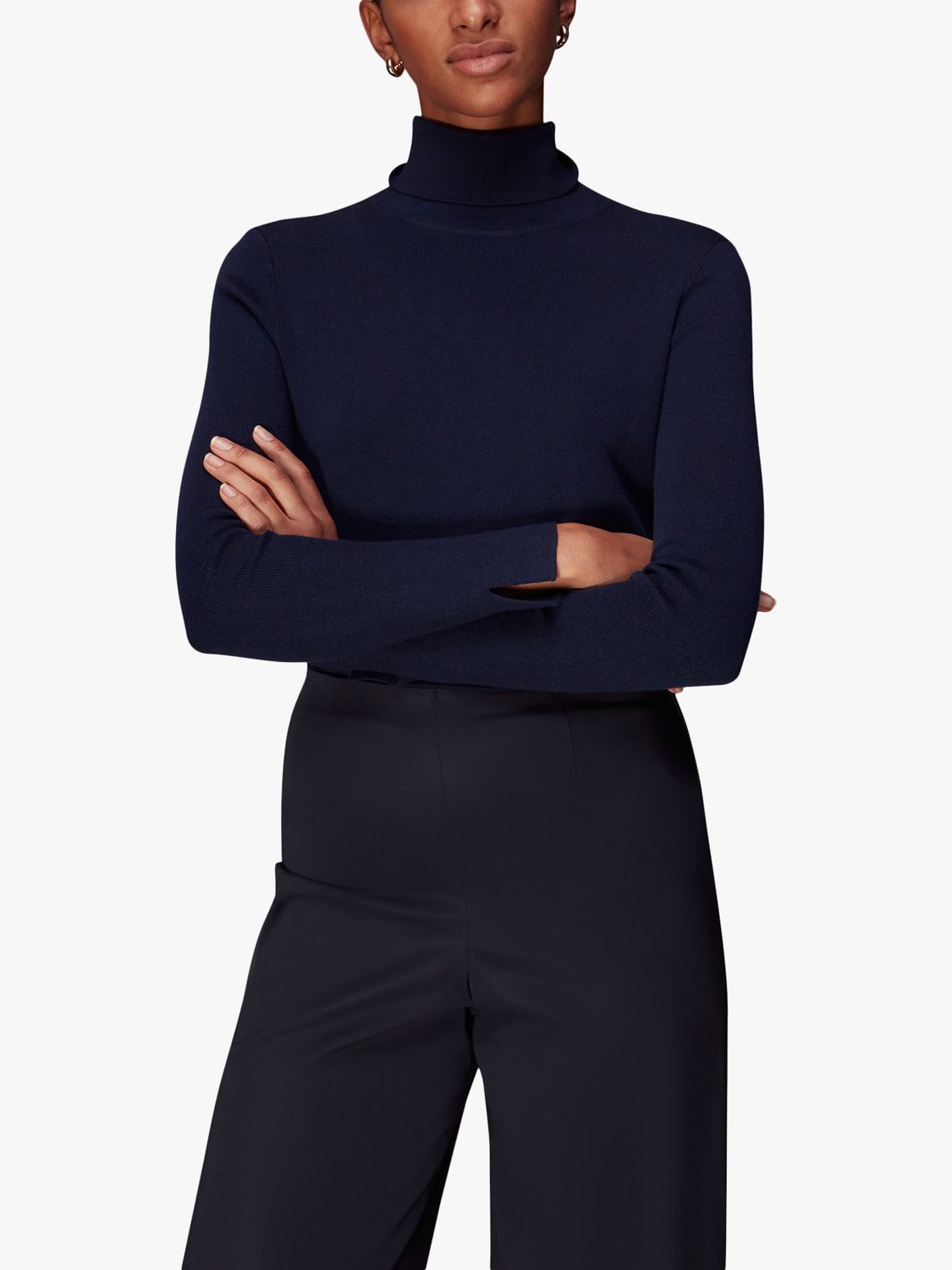 Buy Whistles Katie Cropped Trousers, Navy Online at johnlewis.com
