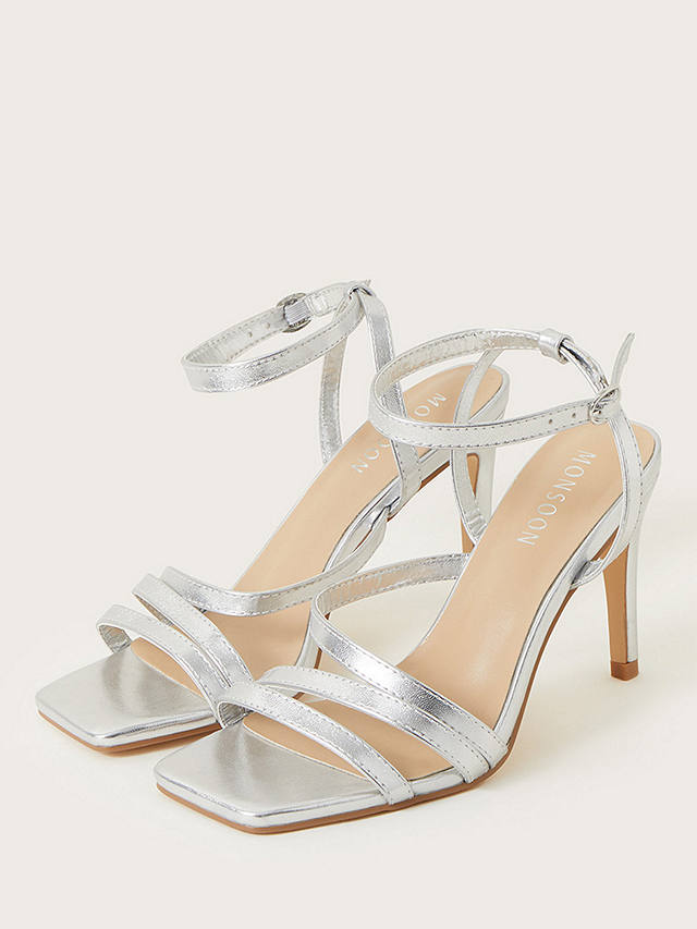 Monsoon Strappy Square Toe Sandal, Silver at John Lewis & Partners