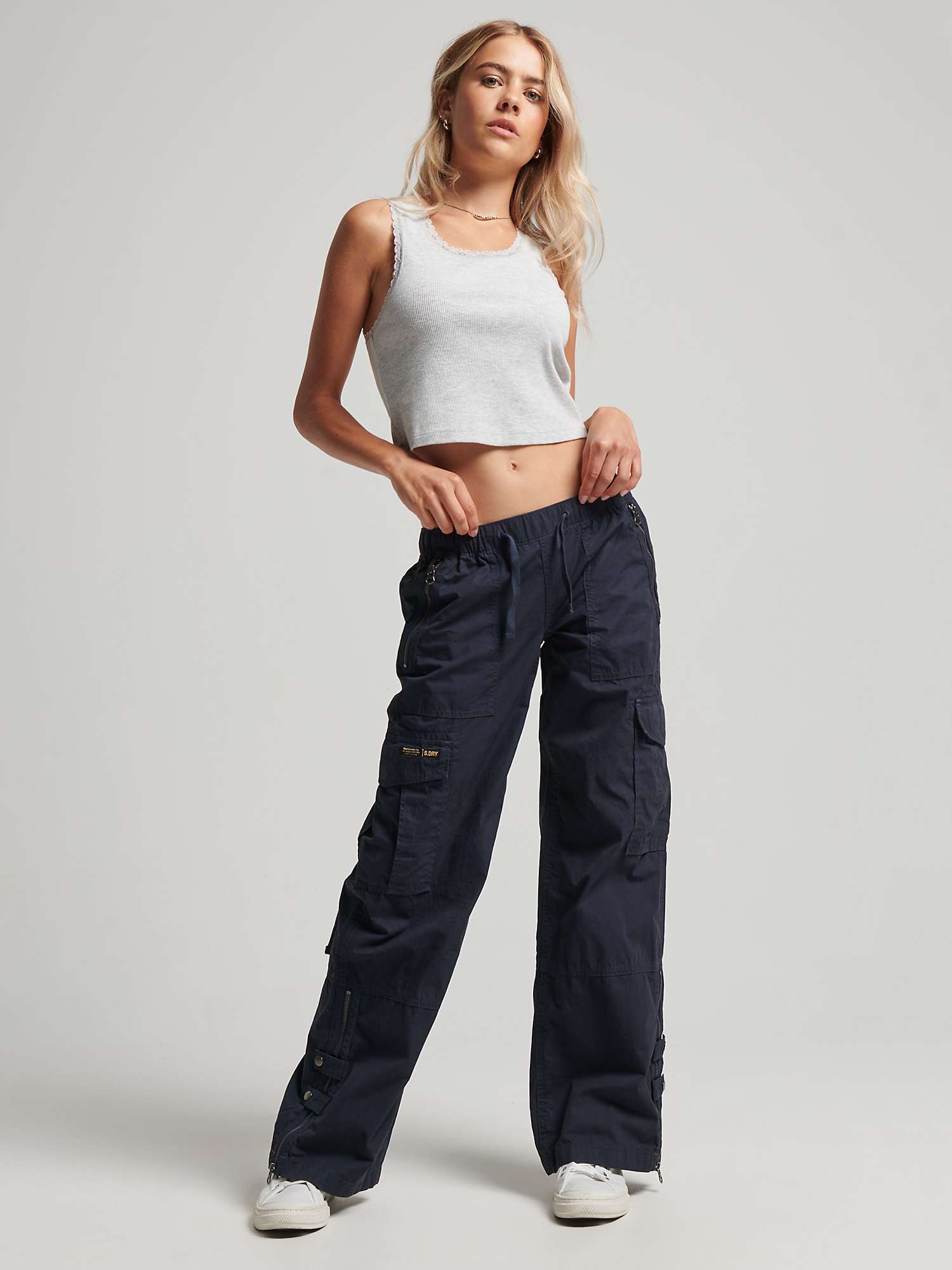 Buy Superdry Low Rise Wide Leg Cargo Trousers Online at johnlewis.com