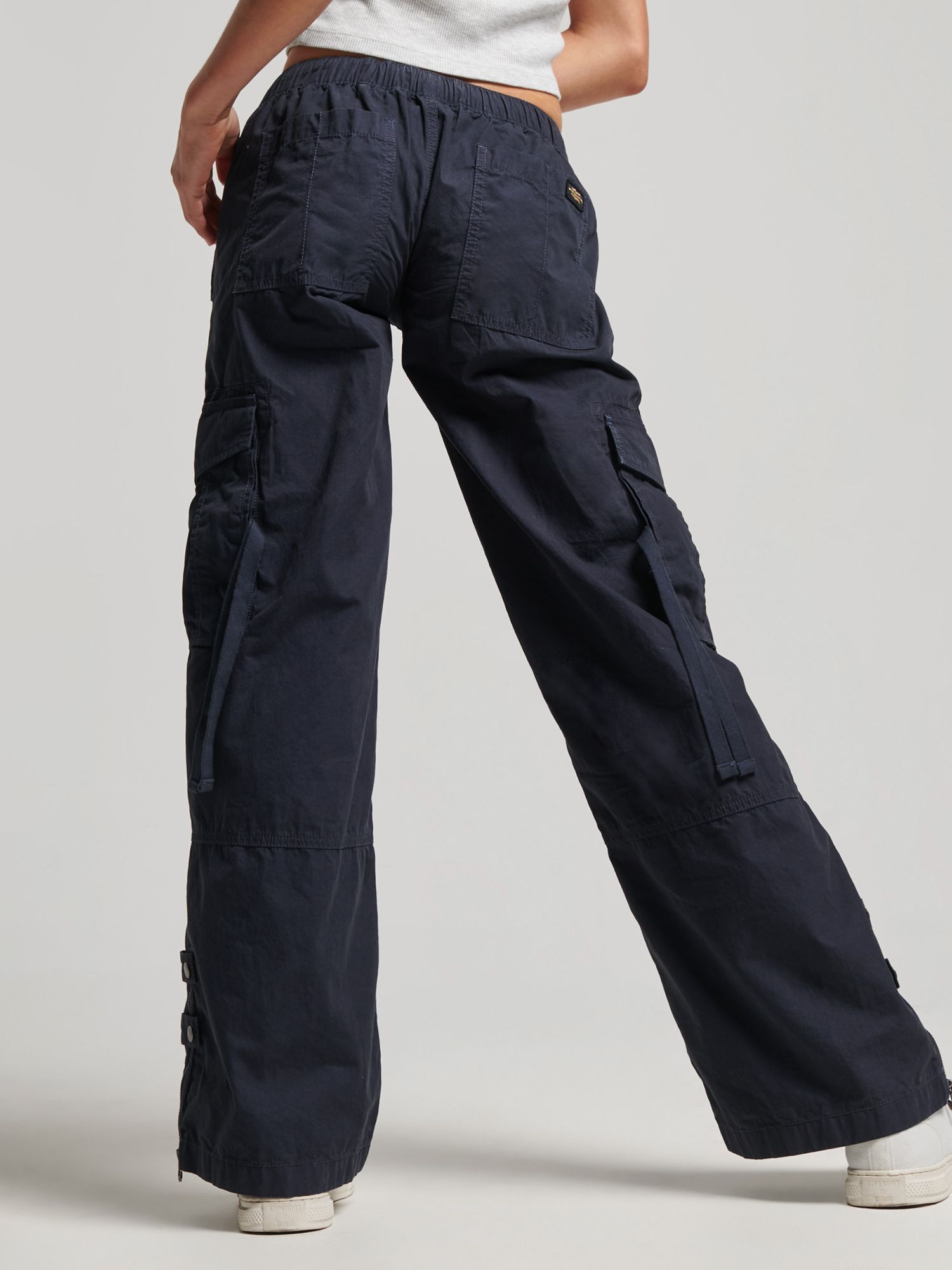 Superdry Low Rise Wide Leg Cargo Trousers, Eclipse Navy at John Lewis ...