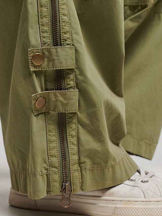 Superdry Low Rise Wide Leg Cargo Trousers, Trekking Olive