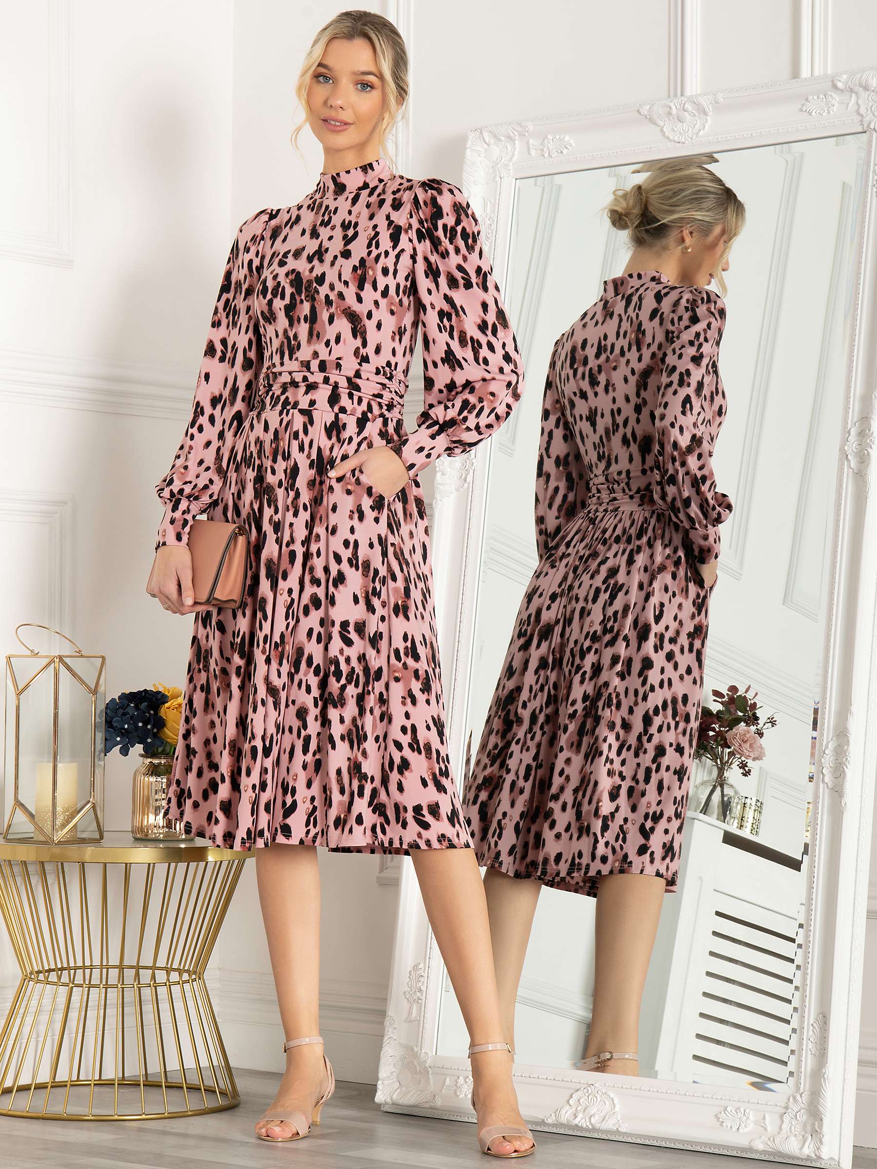 Buy Jolie Moi Kathryn Animal Print High Neck Dress Online at johnlewis.com