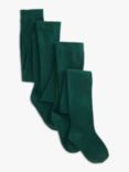 John Lewis ANYDAY Kids' Cotton Rich Tights, Pack of 3, Green