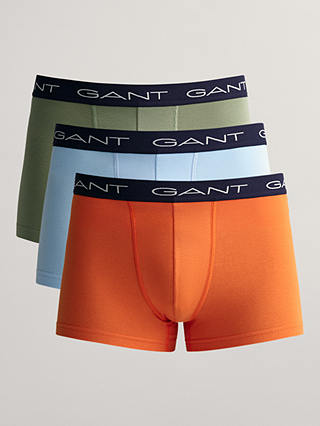 GANT Stretch Cotton Trunks, Pack of 3, Orange/Blue/Green