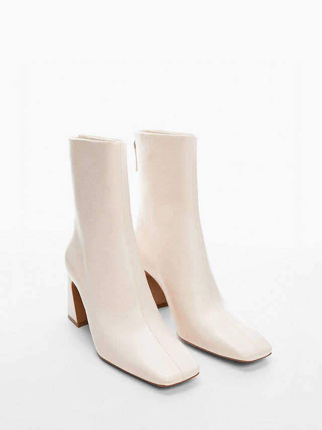Mango Square Toe Ankle Boots, White