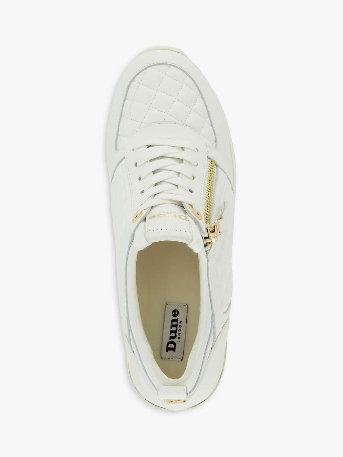 Dune Eilin Leather Wedge Heel Trainers, White at John Lewis & Partners
