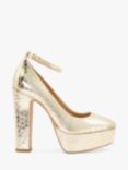 Dune Artist Leather Platform Court Shoes, Gold Reptile, Gold Rept Print