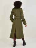 Monsoon Sadie Faux Fur Collar Wool Blend Coat, Green