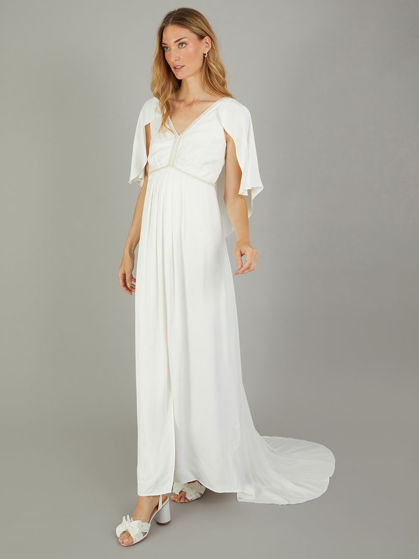 Buy Monsoon Sophie Satin Bridal Maxi Dress, Ivory Online at johnlewis.com
