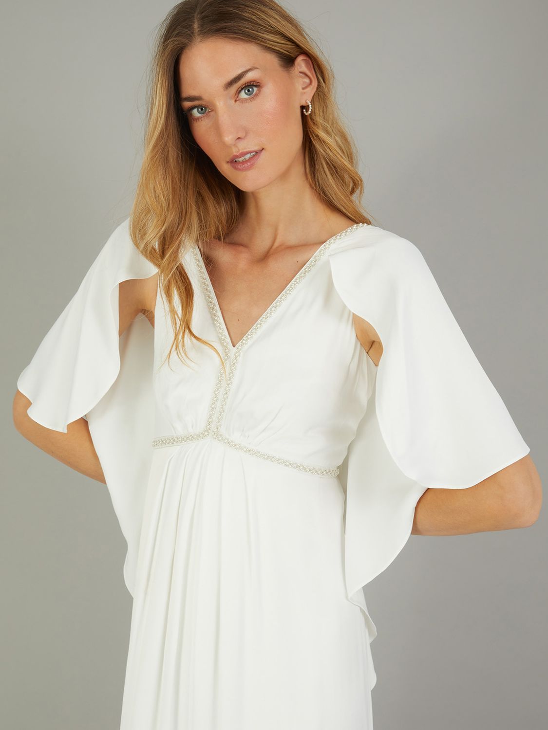 Buy Monsoon Sophie Satin Bridal Maxi Dress, Ivory Online at johnlewis.com