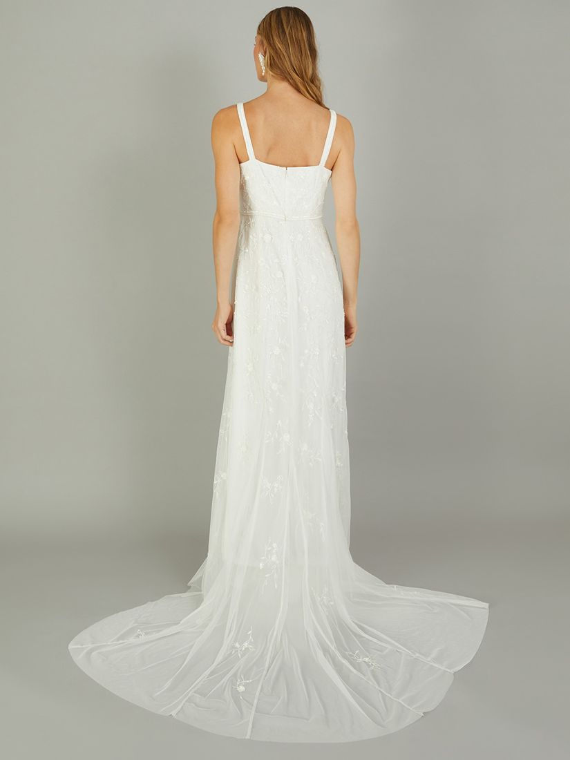 Monsoon Holly Embellished Wedding Dress, Ivory, 6