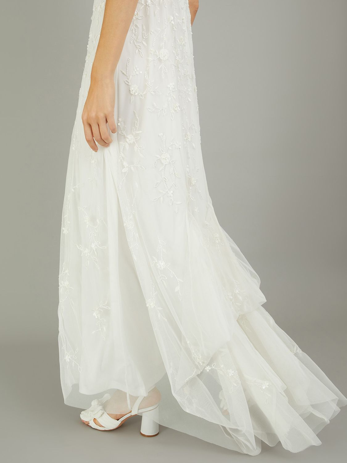 Monsoon Holly Embellished Wedding Dress, Ivory, 6
