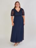 Monsoon Lilibet Lace Maxi Dress, Navy