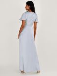 Monsoon Mia Satin Embroidered Maxi Dress, Silver, Silver