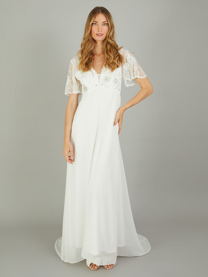Monsoon Liz Embroidered Bridal Maxi Dress, Ivory, 6