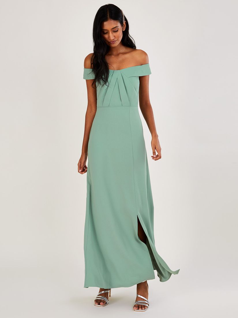 Buy Monsoon Beatrice Crepe Bardot Maxi Dress, Sage Online at johnlewis.com