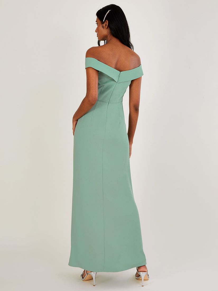 Buy Monsoon Beatrice Crepe Bardot Maxi Dress, Sage Online at johnlewis.com
