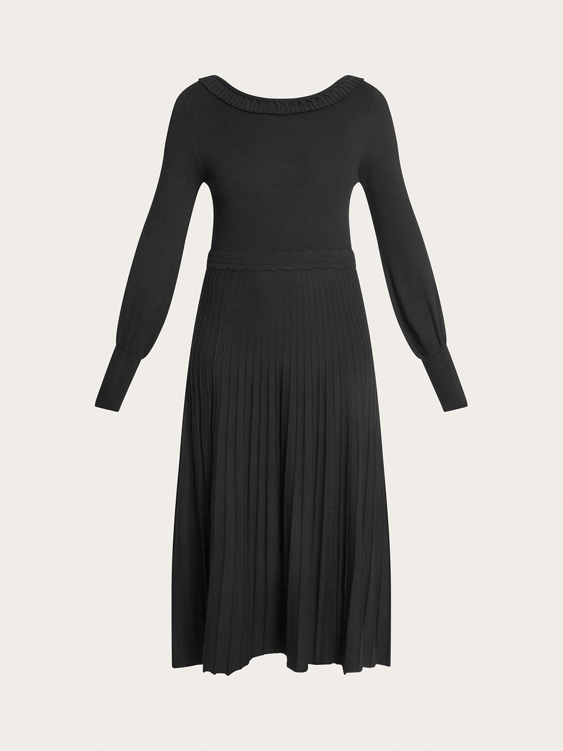 Monsoon Epp Pleated Midi Dress, Black at John Lewis & Partners