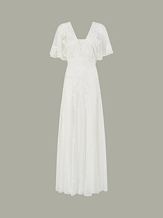 Monsoon Maggie Floral Embroidery Wedding Dress, Ivory