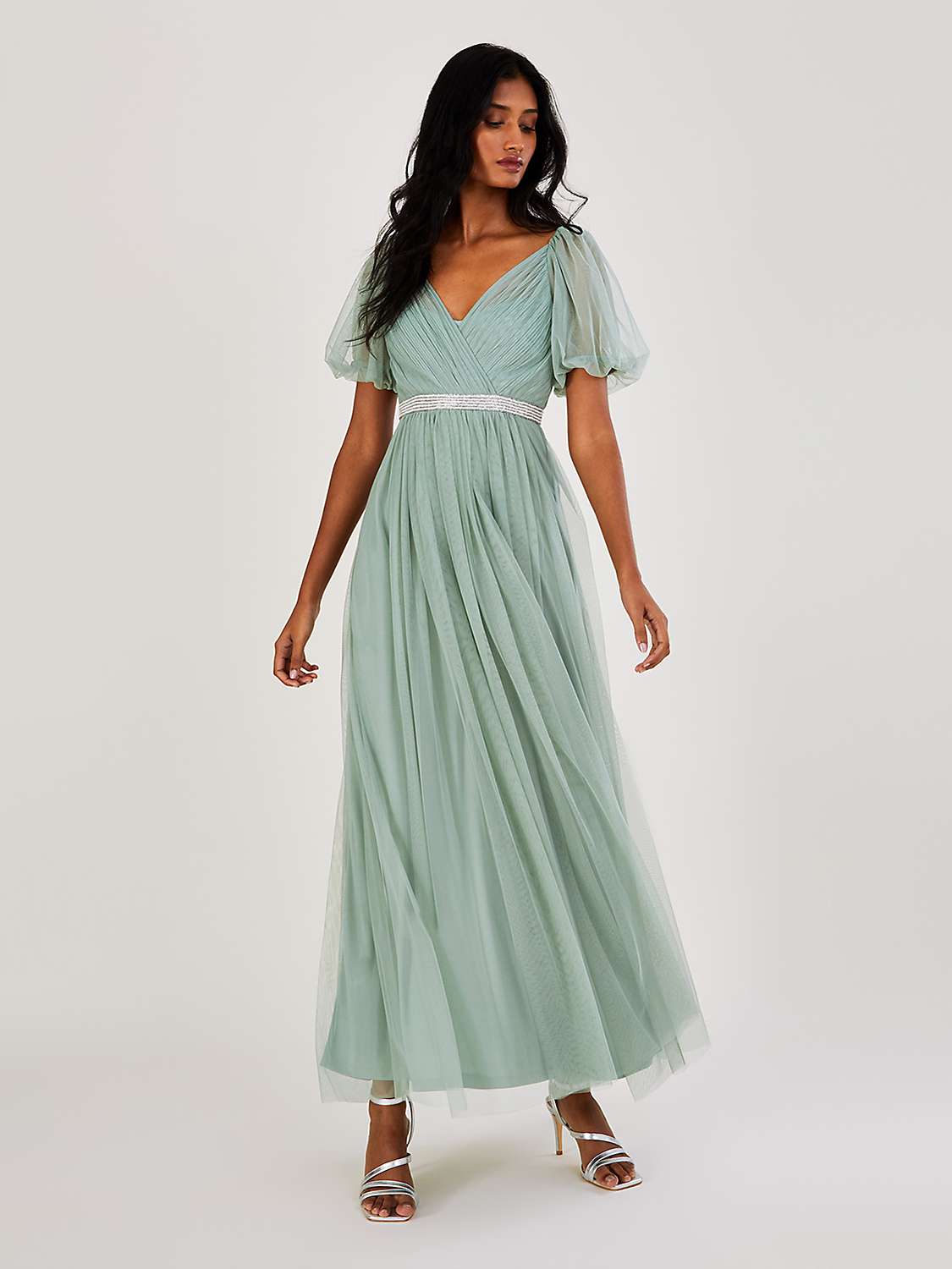 Buy Monsoon Meghan Mesh Maxi Dress, Green Online at johnlewis.com