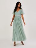 Monsoon Meghan Mesh Maxi Dress, Green