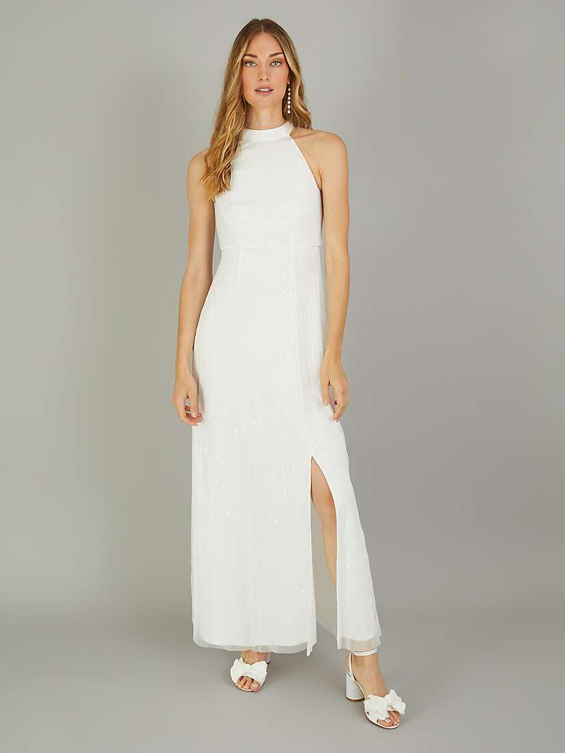 Buy Monsoon Nikita Embellished Halter Neck Wedding Dress, Ivory Online at johnlewis.com