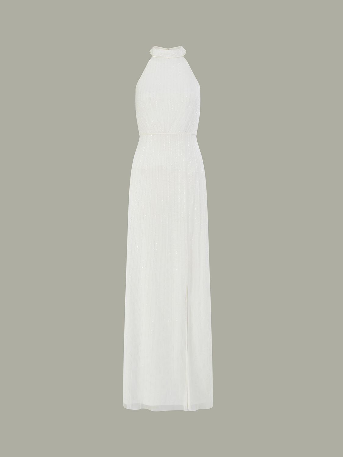 Monsoon Nikita Embellished Halter Neck Wedding Dress, Ivory, 6