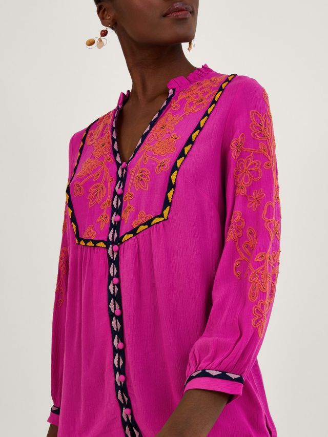 Embroidered smock cheap top