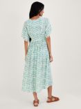 Monsoon Kaftan Tie Dye Midi Dress, Turquoise