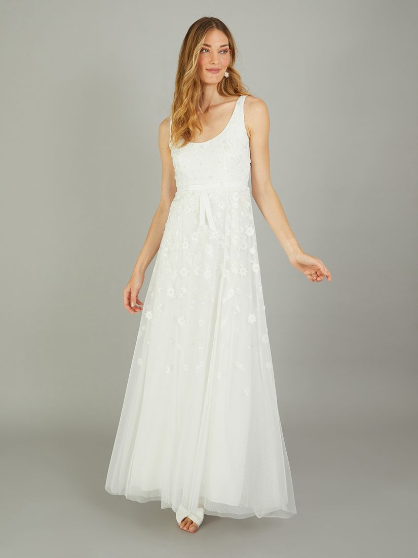 Monsoon Amelie Embroidered Wedding Dress, Ivory, 6