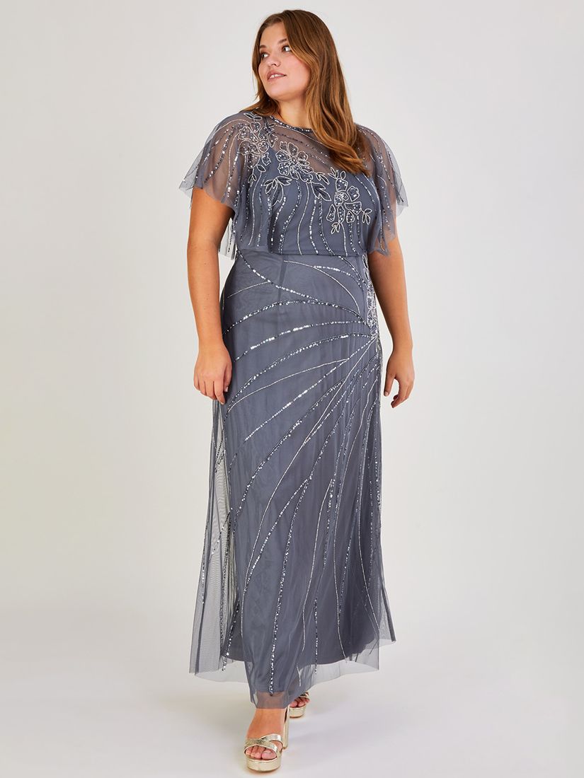 Monsoon Sienna Embellished Maxi Dress, Dark Blue, 6