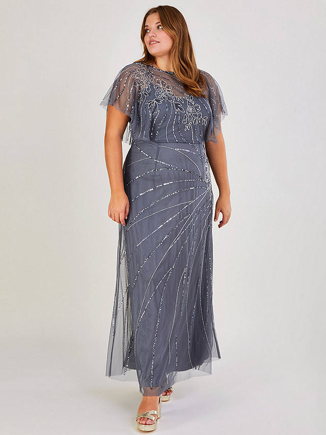 Monsoon Sienna Embellished Maxi Dress, Dark Blue