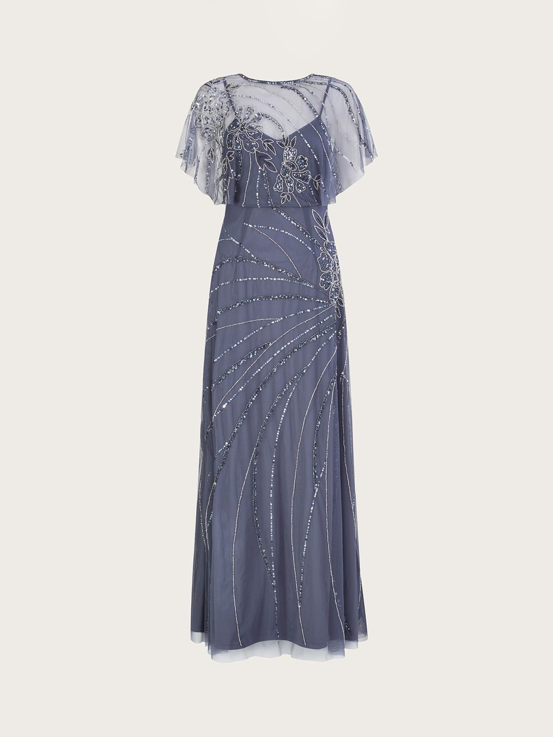 Monsoon Sienna Embellished Maxi Dress, Dark Blue, 6