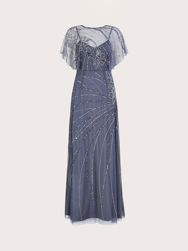 Monsoon Sienna Embellished Maxi Dress, Dark Blue