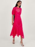 Monsoon Embeth Lace Hanky Hem Dress, Pink
