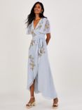 Monsoon Sarah Embellished Wrap Dress, Cloud