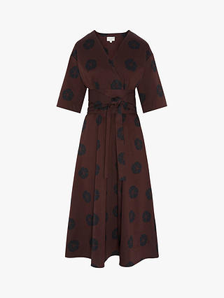 Jasper Conran London Betsy Kimono Midi Wrap Dress, Chocolate
