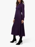 Jasper Conran Claudia Empire Line Crepe Midi Dress, Purple