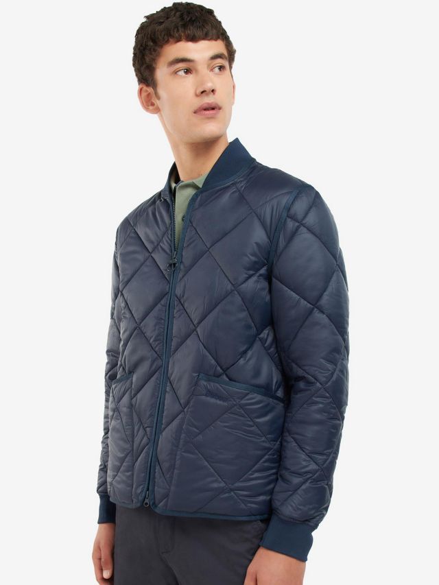 Barbour Liddesdale Quilted Bomber Jacket, Navy, S