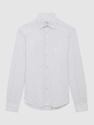 Reiss Storm Cotton Twill Slim Fit Long Sleeve Shirt, White