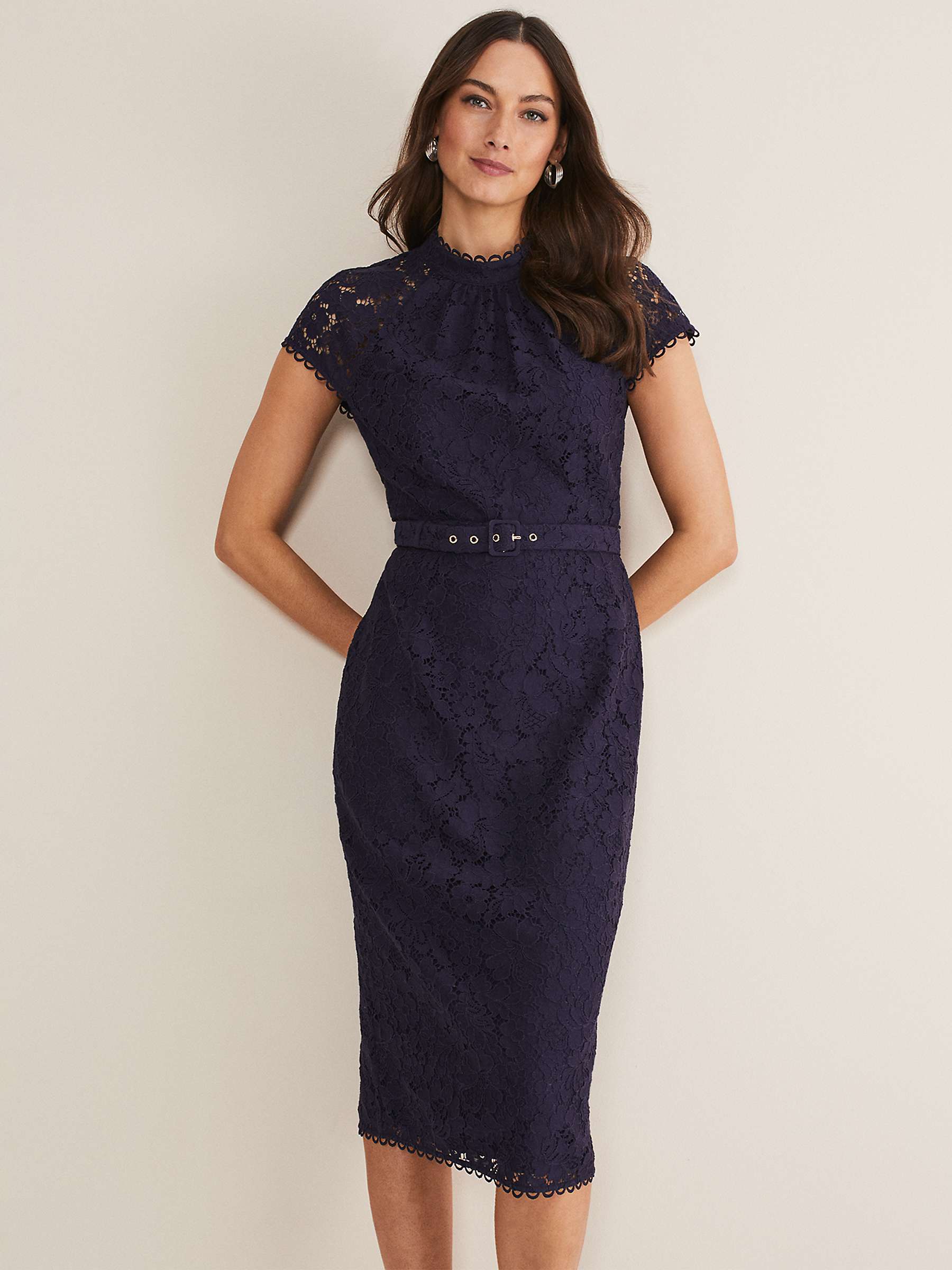 Buy Phase Eight Aurora Lace Dress, Navy Online at johnlewis.com