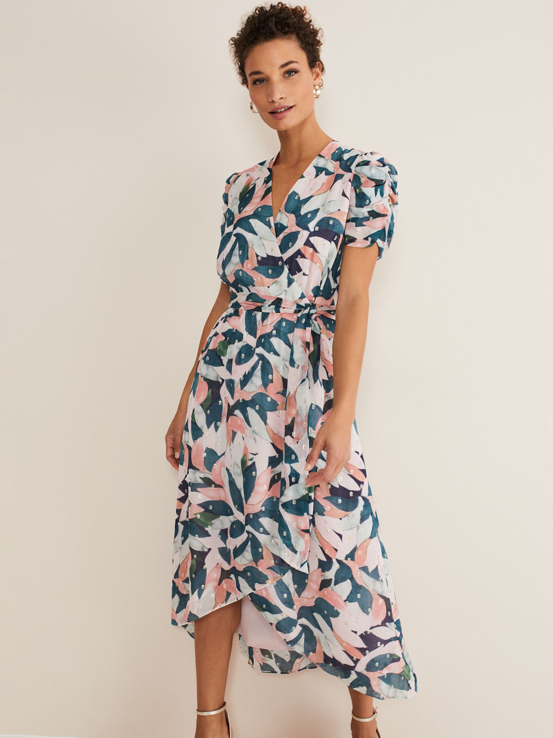 Phase Eight Averie Floral Print Midi Dress, Multi at John Lewis & Partners